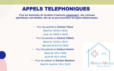 Horaires des appels médecins